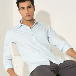 Peregrine by Pantaloons Spread Collar Regular Fit Chest Pocket Formal Shirt-picture-5