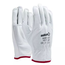 Mallcom Safety Hand Gloves Natural Grain Leather White Size L, D232-image-7