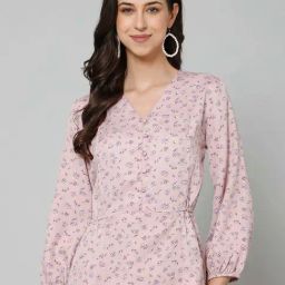 PURYS Pink Printed Top-image-49
