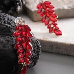 YouBella Crystal Collection Rose-Gold Tone Red & White Dangler Earrings for Women-picture-4
