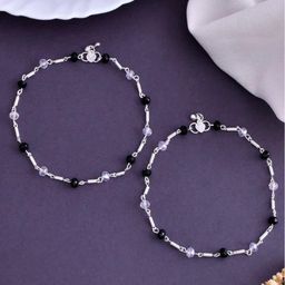 Sangria Silver-Plated Artificial Beads Anklet-image-22