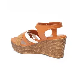 Bruno Manetti Textured Open Toe Wedges With Buckles image 3