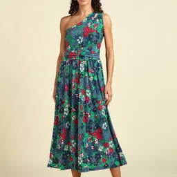 SAFFE Floral Print One Shoulder Fit & Flare Maxi Dress-picture-43