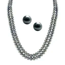 Sri Jagdamba Pearls Grey Alloy Necklace Set-image-8