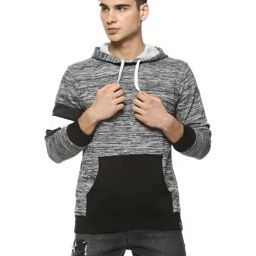 Campus Sutra Grey & Black Printed Full Sleeves Hooded Sweatshirt-image-22