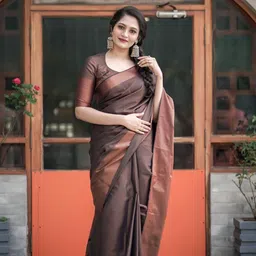 INDIOTSAV Woven Design Zari Ready to Wear Banarasi Saree-image-66