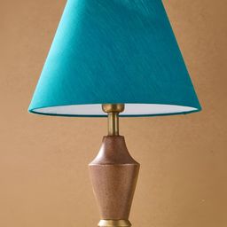 Fabindia Teal Blue & Brown Frusturical Shaped Cotton Table Lamp-12