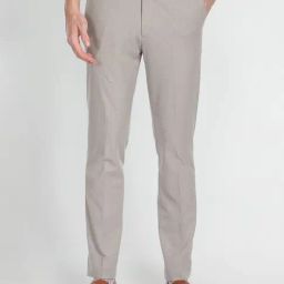 Arrow Light Beige Slim Fit Flat Front Trousers-image-13