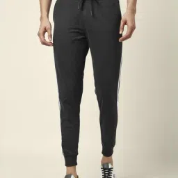 People by Pantaloons Charcoal Melange Slim Fit Striped Joggers-image-78