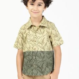 Budding Bees Kids Green Printed Shirt-image-66
