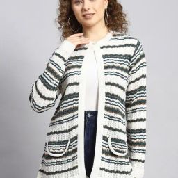 Monte Carlo White & Green Striped Sweaters-38