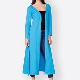 SCORPIUS Blue Solid Open Front Longline Shrug image 5