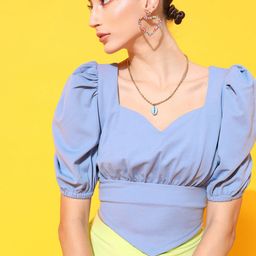 STREET 9 Blue Sweetheart Neck Top-image-84