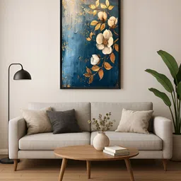 999Store Blue & Brown Canvas Floral and Botanical Wall Paintings-image-76