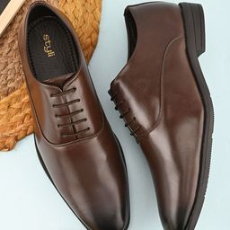 Styli Men Faux Tan Leather Formal Lace Up Oxfords-image-37