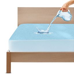 Gadda Co Waterproof Bamboo 215 Gsm Fitted Mattress Cover - Blue-image-24