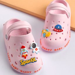 Cute Walk by Babyhug Slip On Clogs Astronaut Applique - Pink (Design May Vary)-image-68