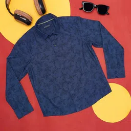 Pantaloons Junior Full Sleeves Seamless Floral Printed Shirt - Indigo Blue-picture-9