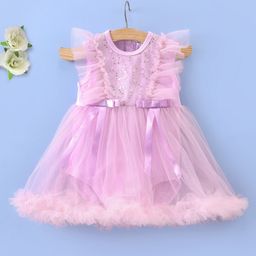 Mark & Mia Sleeveless Knee Length Party Onesie with Sequin Detailing - Purple-image-51
