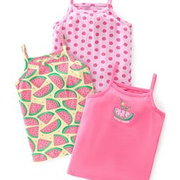 Babyhug 100% Cotton Slips Watermelon Print Pack Of 3 - Pink & Yellow-image-37
