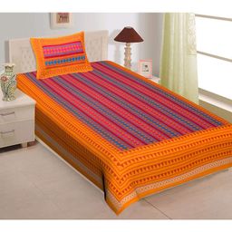 UniqChoice Pure Cotton Jaipuri Single bed sheet With 1 Pillow Cover-image-42