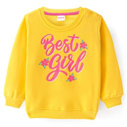 Babyhug Cotton Knit Full Sleeves Sweatshirt with Text Print - Yellow-image-81