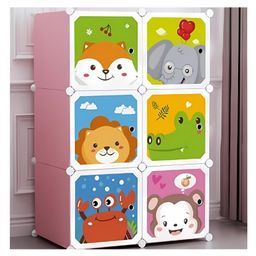 TOYPENTER Collapsible Kids Clothing Wardrobe |Cute Prince & Castle Print/Portable Waterproof Multipurpose Storage Rack/Adjustable Almirah for Babies/Girls/Boys (Pink Lion, 6 Cube)-picture-40
