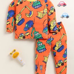 Little Marine CottonKnit Full Sleeves Sheep Van Printed Night Suit - Orange-image-48
