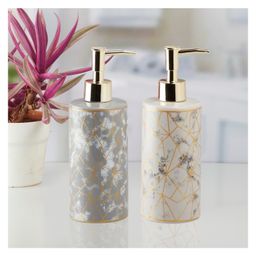 KOOKEE Ceramic Soap Dispenser for handwash for Bathroom, Grey, (Set of 2) (10530) 400 ml-15