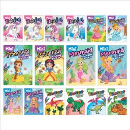 Mini Colouring Books, Unicorn, Princess, Mermaid, Dinosaur, Set of 16 Books - English-13
