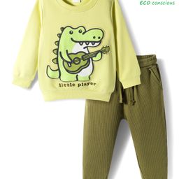 Babyoye 100% Cotton Knit Full Sleeves Winter Wear Suit Set With Crocodile Print - Light Green & Olive-picture-42