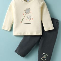 Tango Interlock Knit Full Sleeves T-Shirt & Pant Set With Badminton Print - Light Green-picture-5