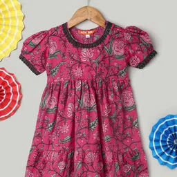 BownBee Floral Puff Sleeve Empire Midi Dress-picture-48