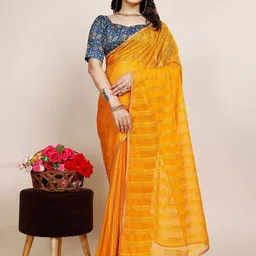K 5 Fashion Striped Sequinned Saree-image-35