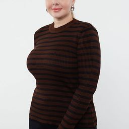 Trendyol Women Plus Size Striped Pullover Sweater-47