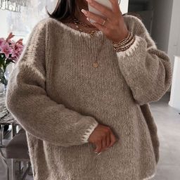 all about you Women Contrast Stitch Oversized Pullover-image-77