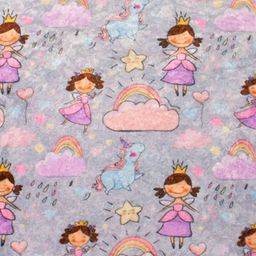 Mittenbooty Mosquito net bedding medium in shining velvet fabric and sparkle net in unicorn print- Grey image 2