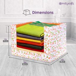 PrettyKrafts non,woven Foldable, Wardrobe organizer, Clothes Storage, Stackable & Foldable Saree Stacker Multi Leaves Print F1606Multi1 image 2