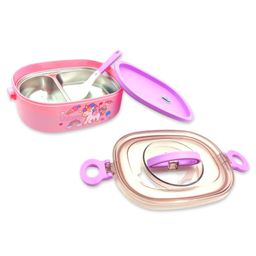 numum Uni Bites Stainless Steel Lunch Box - (unicorn) (2 compartment 800ml) -Color & Design May Vary image 2