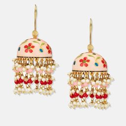 Anouk Gold Plated Artificial Beaded Dome Shaped Jhumkas image 5