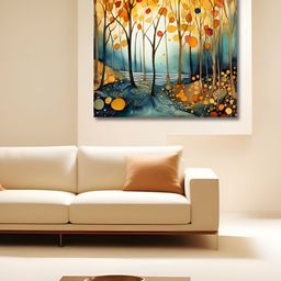 OLIVE TREE Blue & Yellow Floral and Botanical Canvas Wall Paintings-picture-13