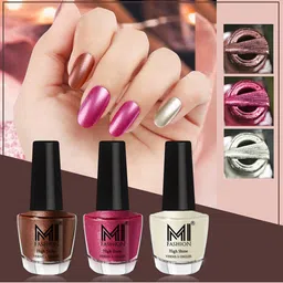 MI FASHION Set Of 3 High Shine Long Lasting Shimmer Nail Paint - 12ml Each-39