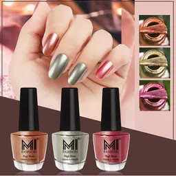MI FASHION Set Of 3 High Shine Long Lasting Shimmer Nail Paint - 12ml Each-image-60