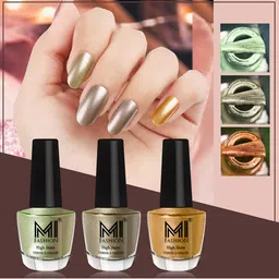 MI FASHION Set Of 3 High Shine Long Lasting Shimmer Nail Paint - 12ml Each-40