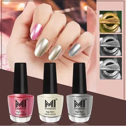 MI FASHION Set Of 3 High Shine Long Lasting Shimmer Nail Paint - 12ml Each-image-32