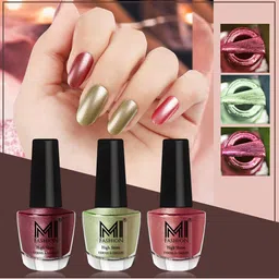 MI FASHION Set Of 3 High Shine Long Lasting Shimmer Nail Paint - 12ml Each-11