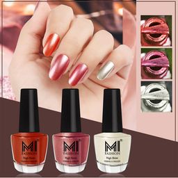 MI FASHION Set Of 3 High Shine Long Lasting Shimmer Nail Paint - 12ml Each-image-81