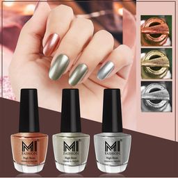 MI FASHION Set Of 3 High Shine Long Lasting Shimmer Nail Paint - 12ml Each-image-76