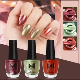 MI FASHION Set Of 3 High Shine Long Lasting Shimmer Nail Paint - 12ml Each-42
