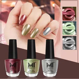 MI FASHION Set Of 3 High Shine Long Lasting Shimmer Nail Paint - 12ml Each-51